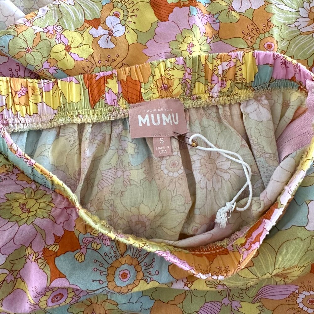 Show Me Your MuMu Jasmine Tiered Ruffle Hibiscus Daze Skirt S - Picture 3 of 7